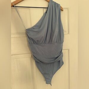 One Shoulder Carolina Blue Bodysuit